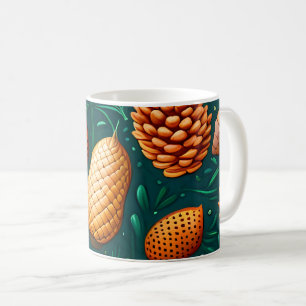 Caneca De Café Um padrão de Pinecones e Acorns