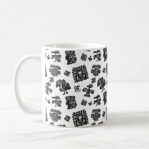 Caneca De Café Um padrão maya inconstante. Elema étnico branco 