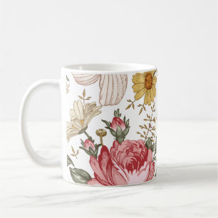 Caneca De Café Um padrão perfeito. Belo reino rosa florescente