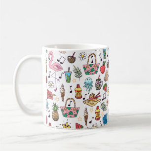 Caneca De Café Um padrão perfeito com elementos de verão. ilustra