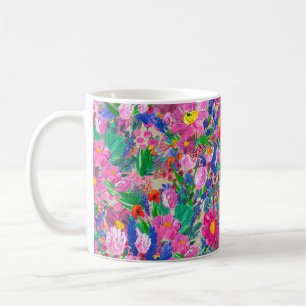 Caneca De Café Um padrão perfeito com flores bonitas. Watercolo