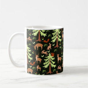 Caneca De Café Um padrão perfeito com veados na floresta.