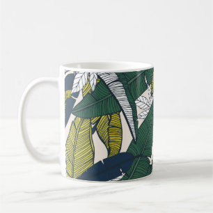 Caneca De Café Um padrão tropical perfeito com folhas de banana.
