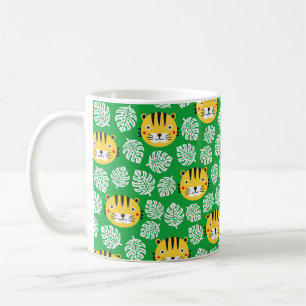 Caneca De Café Um padrão uniforme mais alto com folhas tropicais