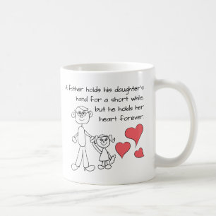 Caneca De Café Um Pai Segura A Mão Da Filha