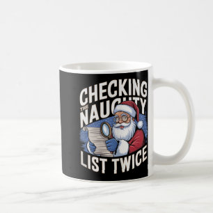 Caneca De Café Um Papai noel De Xmas Divertido Verificando A List
