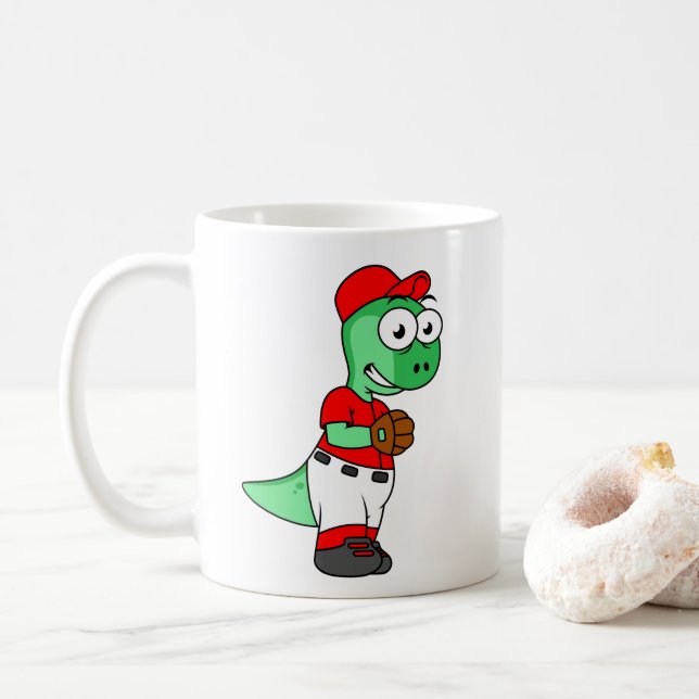 Caneca De Café Um Paquicéfalossauro Baseball Pitcher. (Com Donut)