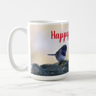 Caneca De Café Um passarinho de neve alegre te desejando Felizes