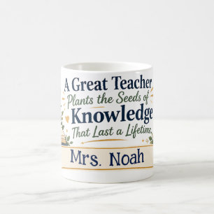 Caneca De Café Um Professor Planta Sementes de Conhecimento Prese