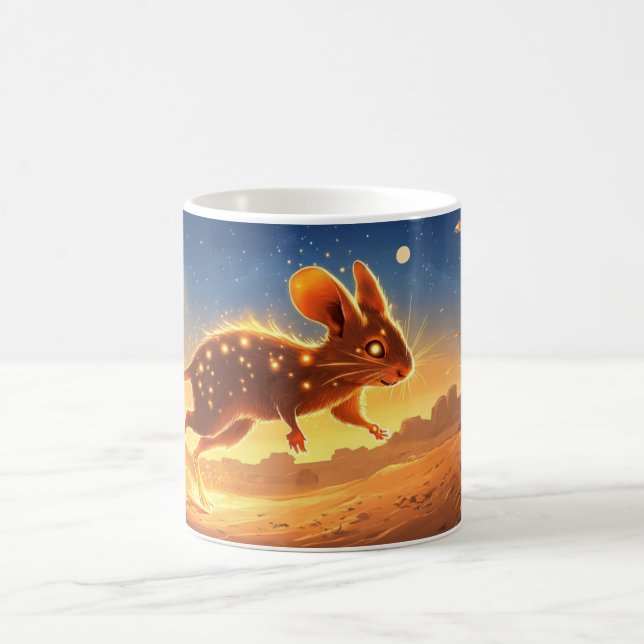 Caneca De Café um rato num cenário desértico noturno (Centro)