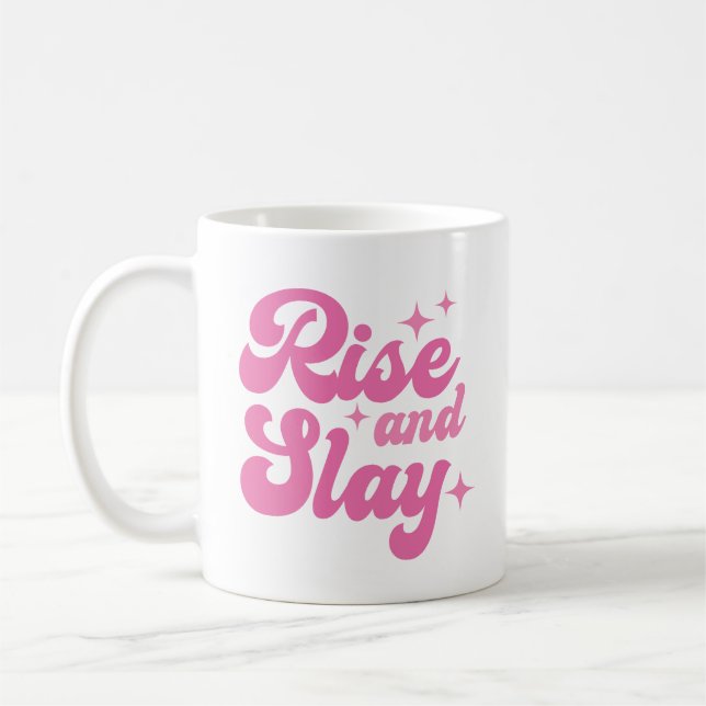 Caneca De Café Um retrato cor-de-rosa Rise and Slay (Esquerda)