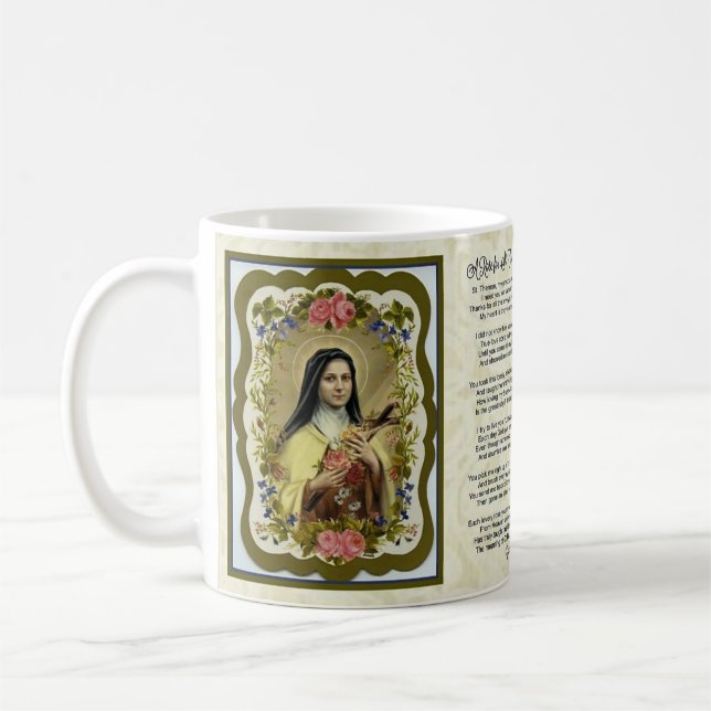 CANECA DE CAFÉ UM ROSA PARA A ORAÇÃO DO ST. THERESE (Esquerda)
