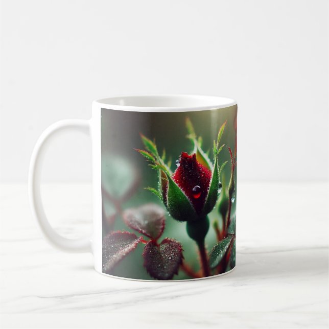 Caneca De Café Um Rosa para você: Elegante Red Floral Mug" (Esquerda)