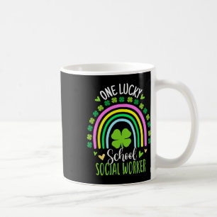 Caneca De Café Um trabalhador social escolar sortudo Arco-íris St