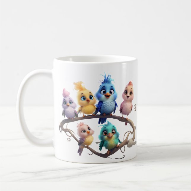 Caneca De Café Uma bela parada de pássaros de desenho animado em  (Esquerda)