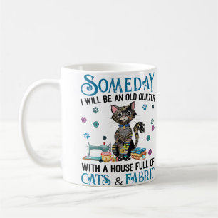 Caneca De Café Uma Casa Cheia de Gatos e Tecido de Patchwork