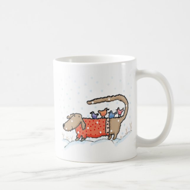 Caneca De Café "Uma Cauda dos Guarda-chuvas de Dachshund" (Direita)