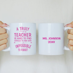 Caneca De Café Uma Chata De Café Rosa Quente, Uma Professora Verd