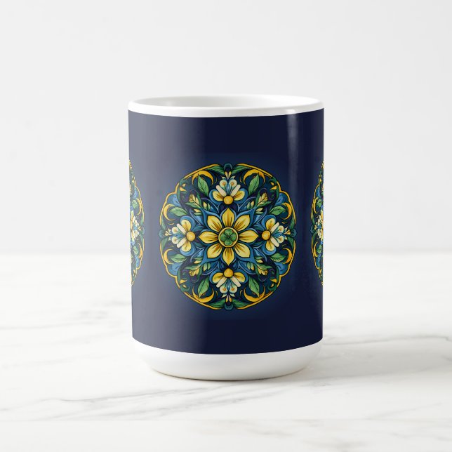 Caneca De Café 💚 💙 💛 Uma Elegância Azulejo Única: Jardim da Me (Centro)