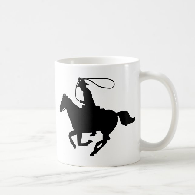 Caneca De Café Uma equitação do vaqueiro com um lasso. (Direita)
