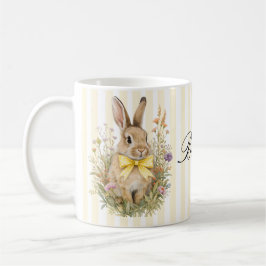 Caneca De Café Uma fofa pequena Coelhinha Floral com Laço Amarelo