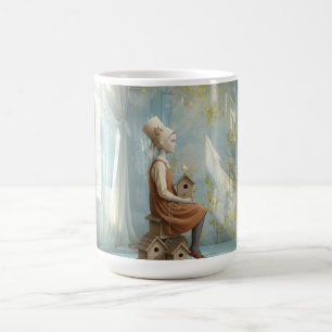 Caneca De Café Uma Garota e suas Casas de Pássaros Livro de His