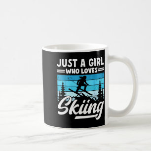 Caneca De Café Uma garota que ama esqui diversão esportes de inve