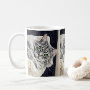Caneca De Café Uma gata chamada Rose com Olhos Verdes Marcantes