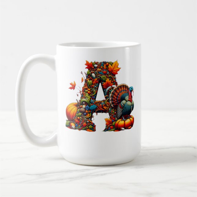 Caneca De Café Uma letra A em estilo de Ação de Graças (Esquerda)