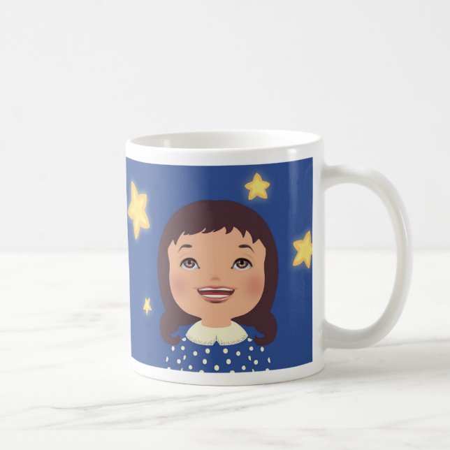 Caneca De Café Uma menina que olha estrelas (Direita)