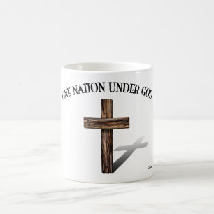 Caneca De Café Uma Nação Sob Deus com cruz robusta