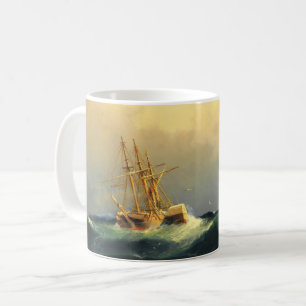 Caneca De Café Uma nave de vapor em uma tempestade no oceano Atlâ