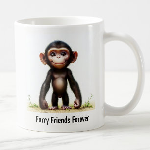 Caneca De Café Uma pintura digital de um chimpanzé bonito