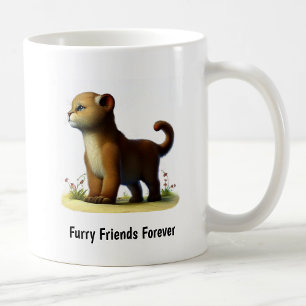 Caneca De Café Uma Pintura Digital de um Cougar Fofo