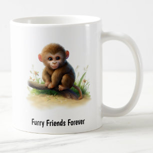 Caneca De Café Uma pintura digital de um jovem babuíno fofo