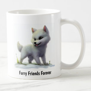 Caneca De Café Uma pintura digital de um Lobo Ártico Cute