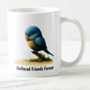 Caneca De Café Uma pintura digital de um papagaio branco de cabeç