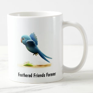 Caneca De Café Uma pintura digital de um papagaio de cabeça azul 