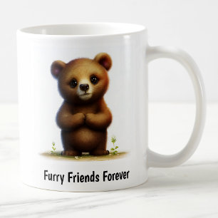 Caneca De Café Uma pintura digital de um urso castanho giro e bon