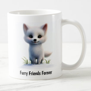 Caneca De Café Uma pintura digital de uma raposa Árctica Cuta
