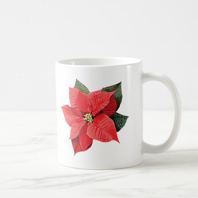 Caneca De Café Uma Poinsettia de Natal (Direita)