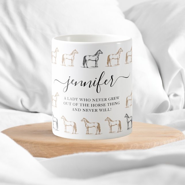 Caneca De Café Uma Senhora que nunca saiu da Coisa do Cavalo (A Lady who never got out of the Horse Thing Coffee Mug)