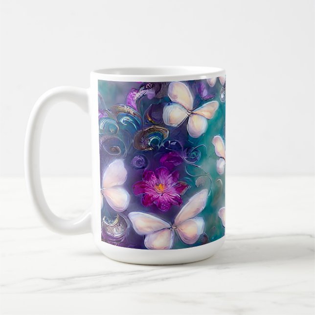 Caneca De Café Uma Série de Borboletas Místicas Design 1 (Esquerda)