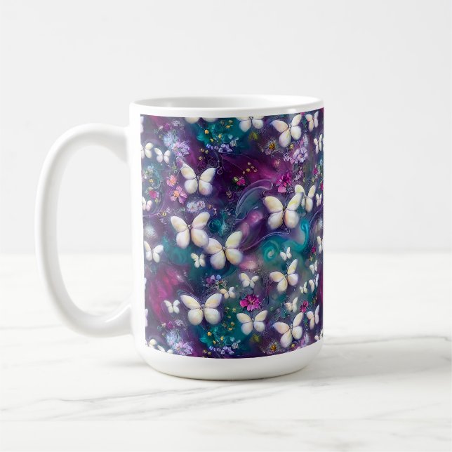 Caneca De Café Uma Série de Borboletas Místicas Design 5 (Esquerda)