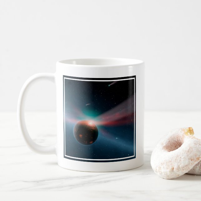 Caneca De Café Uma Tempestade De Cometas No Sistema Eta Corvi. (Com Donut)