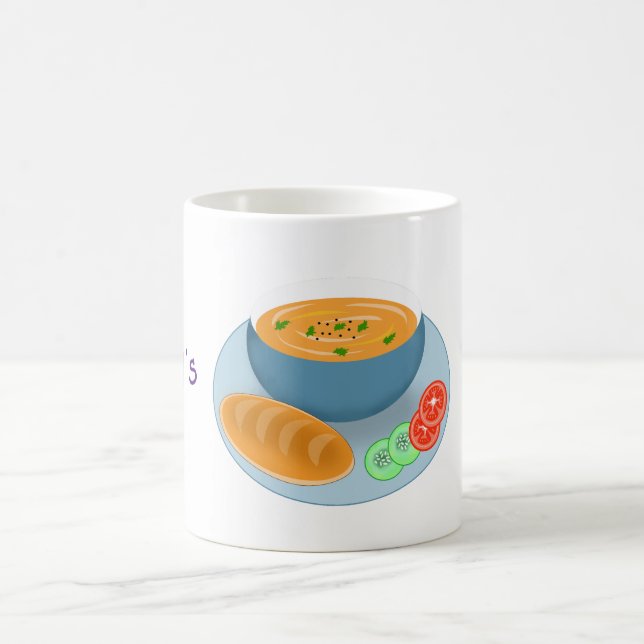 Caneca De Café Uma tigela de sopa Jantada com pão (Centro)