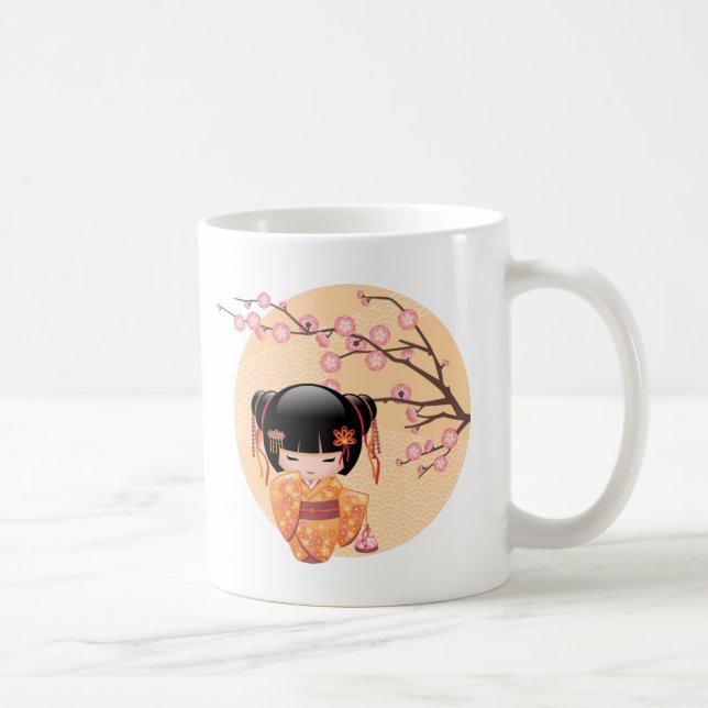 Caneca De Café Ume Kokeshi Doll - Desligamento de Menina Pêssego  (Direita)