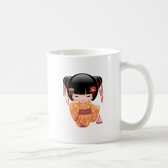 Caneca De Café Ume Kokeshi Doll - Desligamento de Menina Pêssego  (Direita)