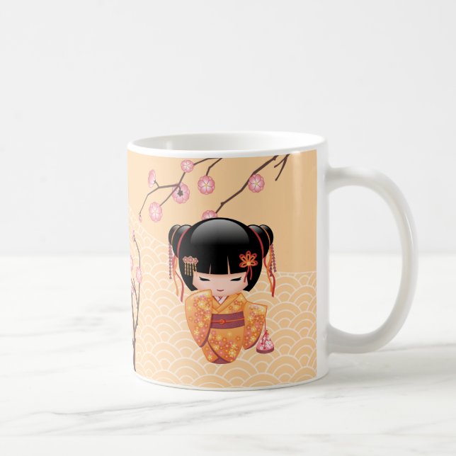 Caneca De Café Ume Kokeshi Doll - Rapariga Peach Geisha Japonesa (Direita)