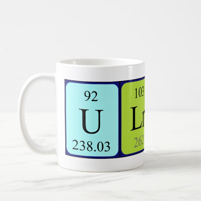 Caneca De Café Umg de nome de mesa periódica Ulrik (Esquerda)